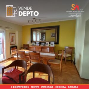 Impecable departamento 3 dormitorios con cochera